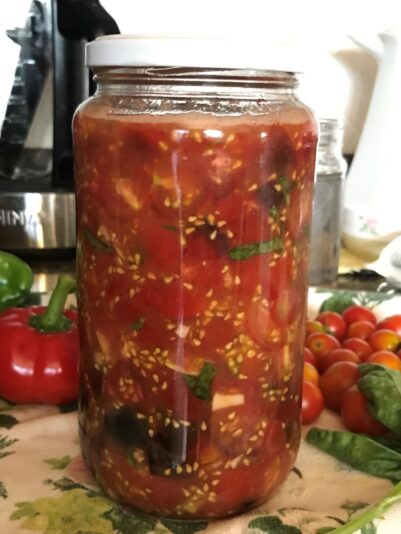 August 2024_fermented cherry tomato basil and garlic